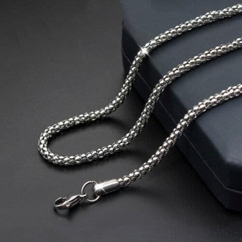 2mm 2.5mm 3mm Fashion Silver color Chain Stainless Steel box Necklace Choker Chain For women men locket pendant 45cm 50cm