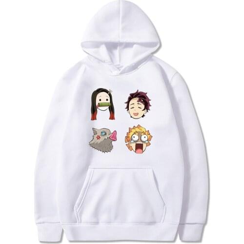 2020 Hot Anime Demon Slayer Costume Tanjiro Nezuko Inosuke Zenitsu Funny Face Printing Hoodies Pullover Sweatshirt