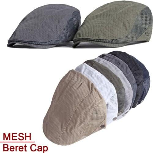 2021 Mens Womens Beret Cap Summer Hat Berets Ivy Newsboy Flat Cap Male Female Breathable Mesh Cap Retro Artist Painter Beret Hat