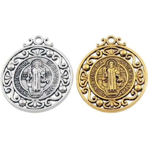 4pcs Retro Saint St Benedict of Nursia Patron Against Evil Medal Pendants 2colors L1787 45X40mm