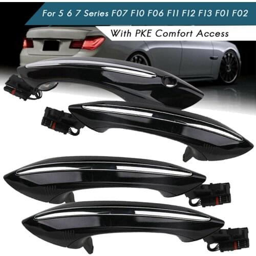 4X Black Outer Outside Exterior Comfort Access Door Handle Set For-BMW 5 6 7 Series F07 F10 F11 F06 F12 F13 F01 F02