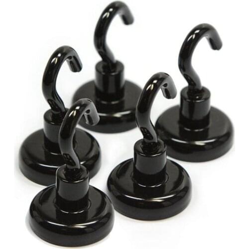 5pcs16mm Steel Black Metal Heavy Magnet Magnetic Hanging Hook Powerful Magnetic Wall Hooks Indoors Organization Tools