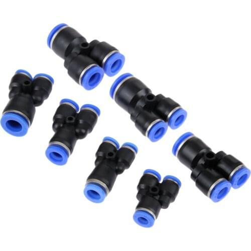 5Pcs Plastic 3-Way Pneumatic Reduce Y Union Connectors Splitter OD Reducing Unequal Pneumatic Air Hose Tube Quick Joint Fittings