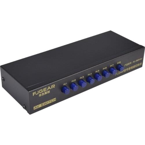 8-Way AV Switch RCA Switcher 8 in 1 out Composite Video L/R Selector Box for DVD Game Consoles