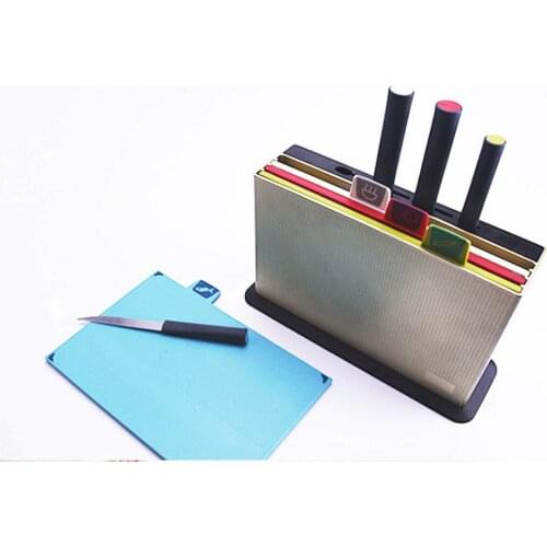 Food Grade Chopping Blocks Non-slip Kitchen Cutting Board Mat Set Anti Bacterium Chopping Block with Stainless Steel Knife