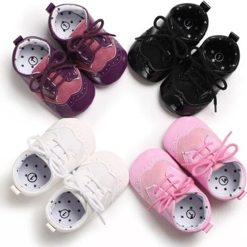 Pure color PU leather baby male and female baby first step walker newborn toddler anti-skid shoes soft bottom shoes