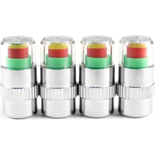 4pcs/set Car Tire Pressure Monitor Valve Stem Caps Air Alert Tire Valve Cap Pressure Sensor Monitor Light Cap Indicator
