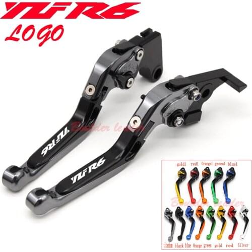 For YAMAHA YZF R6 YZF-R6 2005-2016 CNC Motorcycle Adjustable Folding Extendable Brake Clutch Lever logo YZFR6