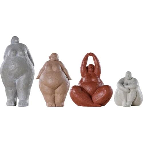 Fat Woman Figure Statue Lady Figurine Sculpture Resin Desktop Decor
