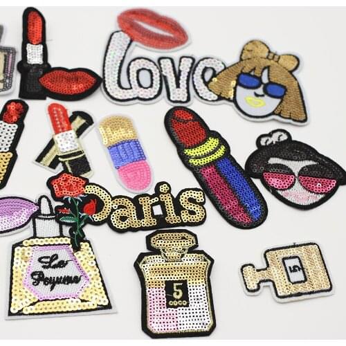 Lipstick Bead Piece Embroidered Sequin Clothing Patch Shoes Bag Hat Accessories Embroidered Cloth Badge Decal