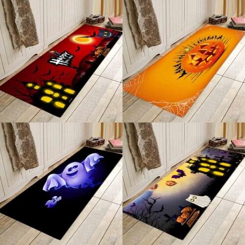 Halloween, bat, pumpkin, ghost, horror, holiday, party, home, flannel, non-slippery, absorbent mat