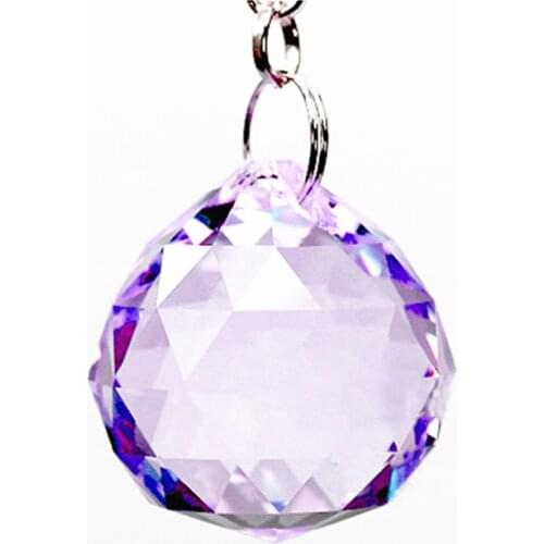 Top Quality 10PCS/lot Purple Color 30mm crystal faceted balls (Free rings) glass Sparkle chandelier pendants/ Crystal lamp Parts