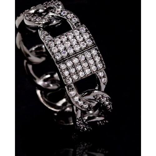 Personalized Row Popular Hip-Hop Ring 925 Silver White zircon Hollow Ring Wedding Party Engagement Jewelry Gift