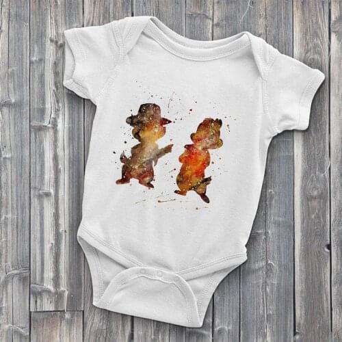 Summer Toddler Clothes New Disney Chip and Dale Print Infant Jumpsuit O Neck Short Sleeve Tees Funny Newborn Bodysuits