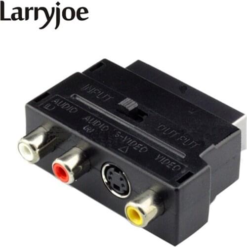 Larryjoe Hot Selling RGB Scart to Composite 3RCA S-Video AV TV Audio Adapter or Video DVD Recorder TV Television Projector