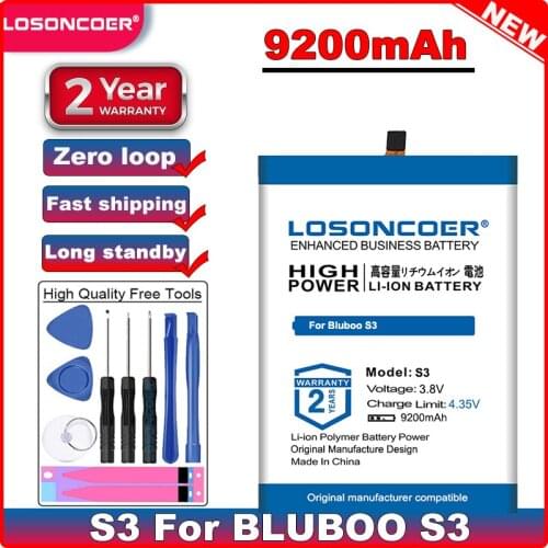 LOSONCOER 9200mAh High Capacity Battery for BLUBOO S3 Batteries in stock