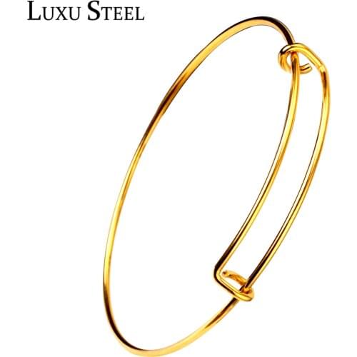 LUXUSTEEL Wholesale Jewelry 50pcs/lot Stainless Steel Expandable Wire Bangles For DIY Jewelry Making Accessory
