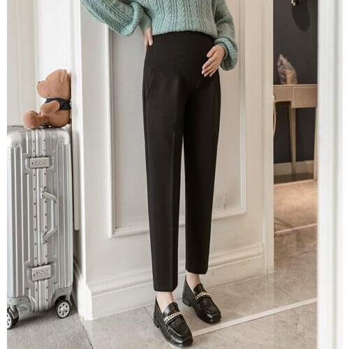 Pregnant womens small trousers spring and autumn thick section pregnant women belly lift pants casual pants wear slim small tro