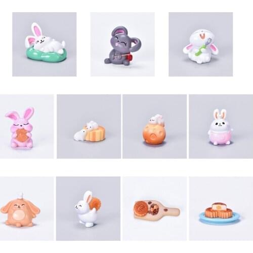 Cute Rabbit Easter Decoration Miniature Hare Animal Figurine Resin Craft Mini Bunny Garden Ornament