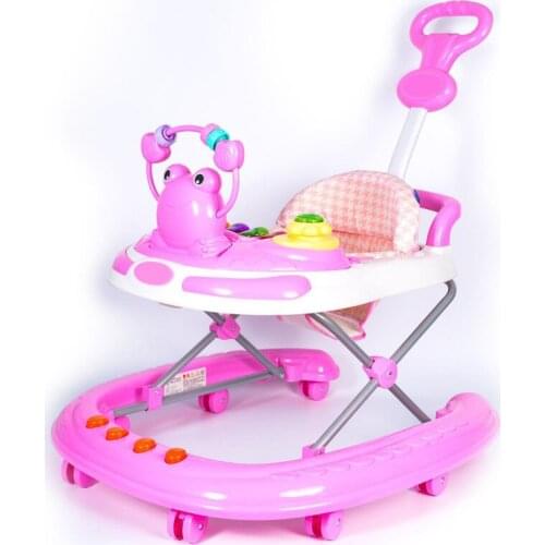 Infant Child Baby Walker Trolley 6/7-18 Months Anti-Falling Multi-functional Folding Scooter with Music Toy Car