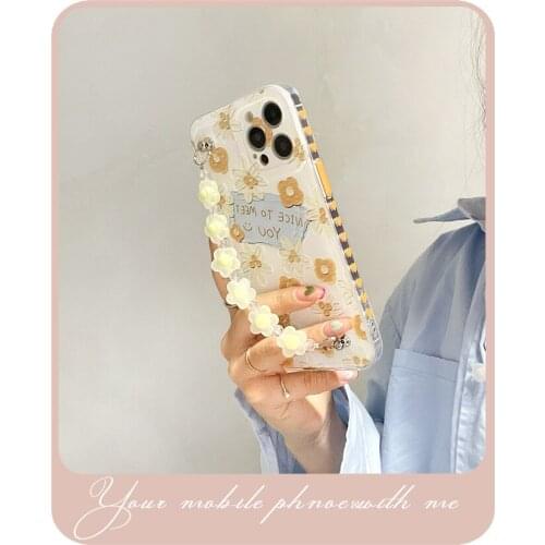 Fashion Flowers Bracelet Smartphone Case For iphone 8 7 X XR XS Plus Max Pop Wrist Soft Back Cover Apple 12 mini 11 Pro SE2020