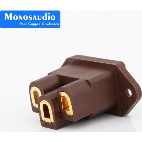 Monosaudio IC71(G) Pure Red Copper 24k gold plated Non Solder Hi End IEC Socket Inlet 99.998% copper AC IEC Inlet Socket