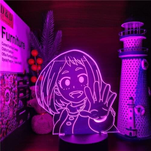 My Hero Academia 3d Night Lights OCHACO URARAKA Visual Boku no Hero Academia Lamp Christmas Gift Anime Visual Desk Led Lampara