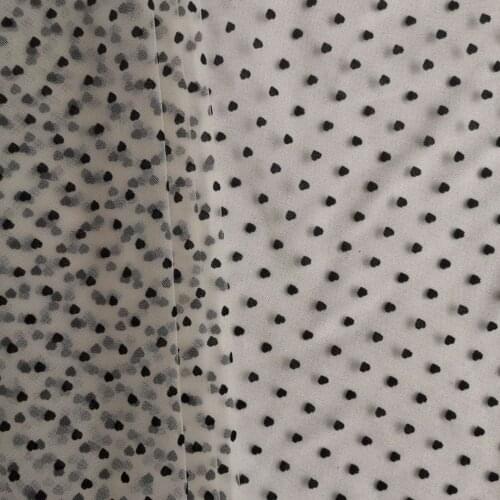 New Non-elastic Mesh Fabric Telas Flocking Embroidery Heart Lace Fabric Designer Diy Material Costura Sewing Patchwork