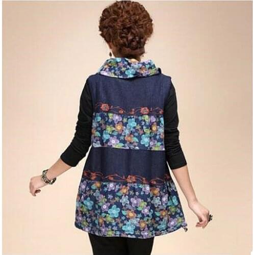 2017 New high-end brand high quality old printing ma3 jia3 cotton fertilizer mother long cowboy jacket in the spring and autumn