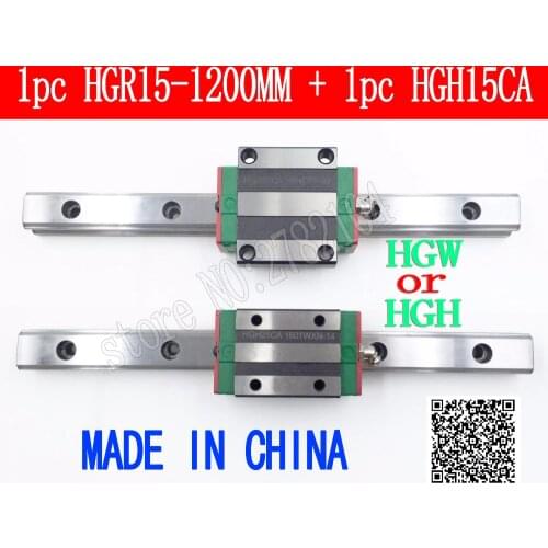 New linear guide rail HGR15 1200mm long with 1pcs linear block carriage HGH15CA HGH15 HGW15CC CNC parts
