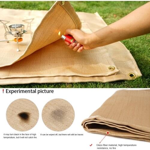Camping Fireproof Cloth Flame Retardant Insulation Mat Blanket Glass Coated Heat Insulation Pad Outdoors Picnic Barbecue