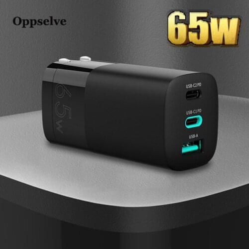 Oppselve 65W Gan Charger Quick Charge 4.0 3.0 Type C PD For iPhone Macbook Pro Xiaomi Laptop USB Charger Portable Fast Charger