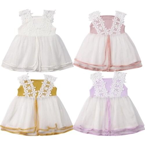Girl Dress Toddler Kids Baby Girls Floral Sleeveless Dress Princess Party Lace Tutu Dresses 4 Colours
