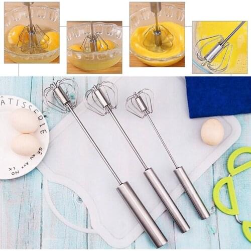 Semi-Automatic Egg Beater Stainless Steel Egg Whisk Manual Hand Mixer Self Turning Egg Stirrer Kitchen Accessories Egg Tools
