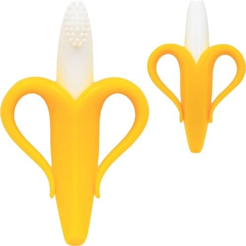 Baby Teether Silicone Teether Baby Safe Toothbrush BPA Free Banana Teethers For Teeth Infant Teething Toys Kid Dental Care Gifts