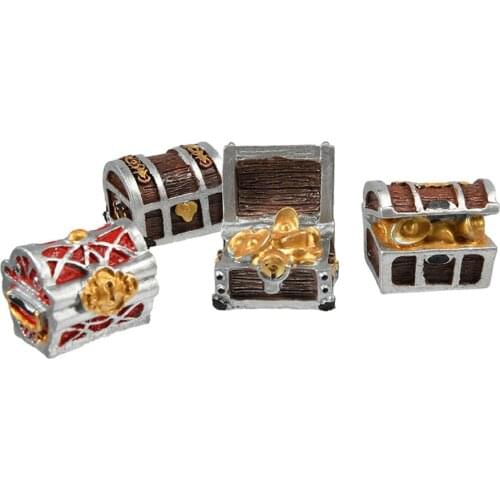 Treasure Chest Box Antique Creative Fish Tank Aquarium Decoration Landscape Pirate Gold Coins Ornaments Resin Decoration