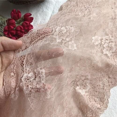 Light brown red E1180 top quality lace trim underwear elastic stretch lace trimmings diy sewing garment trims18.5cm