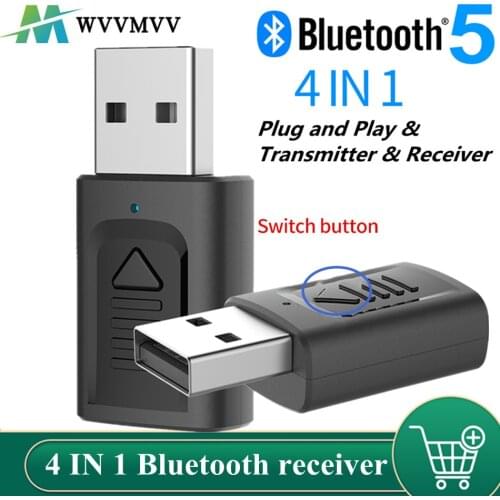 USB Bluetooth 5.0 Audio Receiver Transmitter 4 IN 1 Mini Stereo Bluetooth AUX RCA 3.5mm Jack For TV Car Wireless Adapter