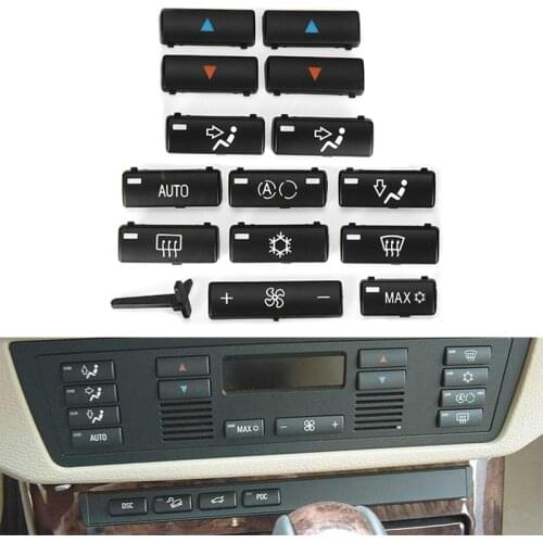 14Buttons Key Caps Replacement Climate A/C Control Control Panel Switch Buttons Cover Caps For BMW E39 E53 525i 530i 540i M5 X5