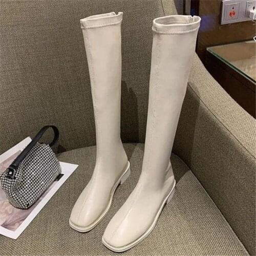 Knee High Boots For Women Autumn Winter 2021 Gothic Designer Platform Demonia Chelsea Boots Female Shoes White Leather Booties
