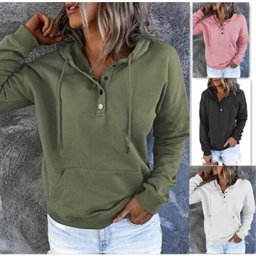Women Solid Color Sweater Adults Casual Long Sleeve Hooded Sweatshirt with Drawstring Pocket hoodies crewneck sweatshirt y2k
