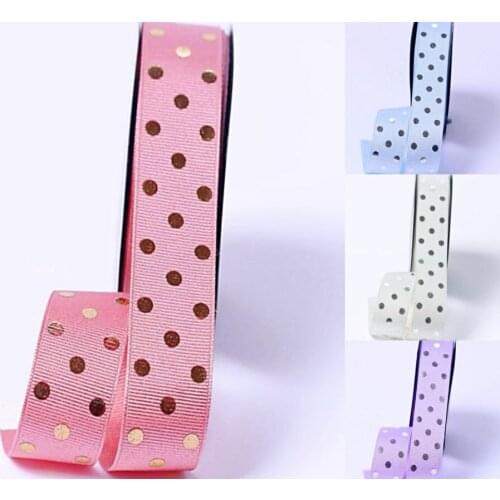 1 '25mm10 y /50 yards Gold/Silver Round Dot Ribbon DIY Handmade Material Gift Wrap Tiara Hair Bow Clothing Accessories Grosgrain