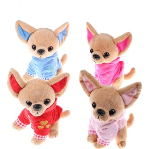 1PCS New Cute 17cm Chihuahua Dog Plush Toy Stuffed Children Birthday Christmas Present Kids Toys 4 Colors