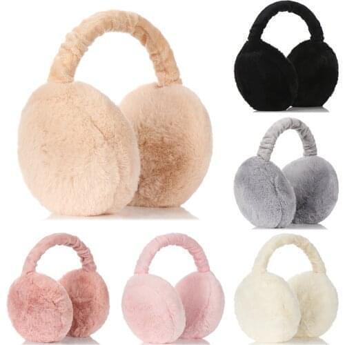 1PC New Fashion Unisex Solid Color Winter Earmuffs Women Men Ear Warmer Plush Comfortable Foldable Ear Muffs Earflap Earmuffs
