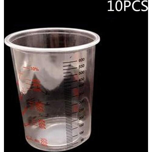 10Pcs Plastic Paint Mixing Cups 600ml Mixing Pot Paint Mixing Calibrated Cup Set