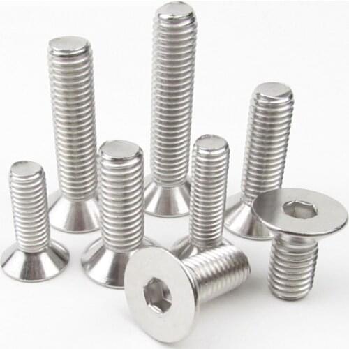 10pcs UNC 1/4-20 US Coarse Thread 304 A2-70 Stainless Steel Hex Hexagon Socket Flat Countersunk Head Screw Bolt