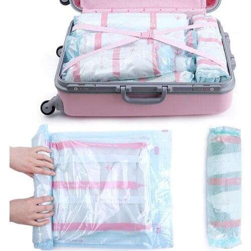 2pcs Hand Roll Compression Vacuum Bag for Clothes Storage Home Organizer Seal Compressed Bag Travel Saving Bag Packing Sacks