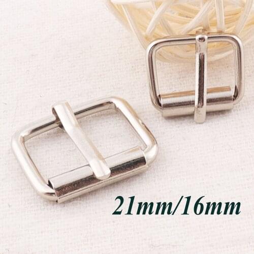 20 pcs Silver Strap Buckle Fasteners Belt Buckle Square Center Bar Buckles Bag Luggage Shoes Watch Straps 16mm/21mm