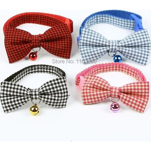 36 pcs/lot Plaid Dog Collar With Bowtie Puppy Adjustable Bowknot Collars For Small Medium Dogs Cats Gift