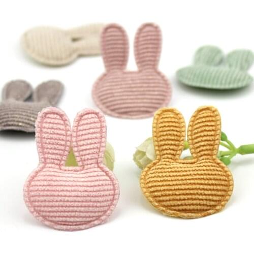 24Pcs 3*4cm Gold stamp rabbit head Padded Appliques for childrens crafts Hairpin headwear Decor Ornament patches Accessoires